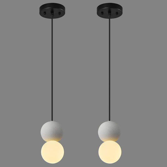 Faux Concrete & Frosted Glass Mini Pendants, Set of 2