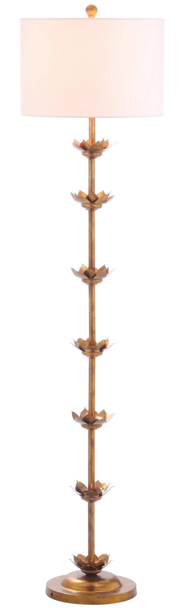 63-1/2"H Antique Gold Leaf Floor Lamp