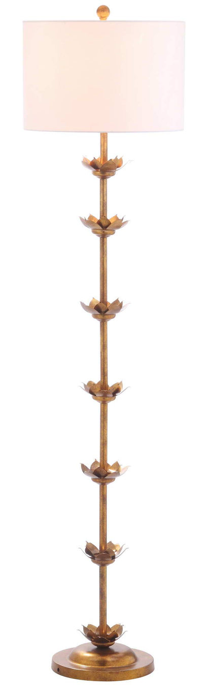 63-1/2"H Antique Gold Leaf Floor Lamp