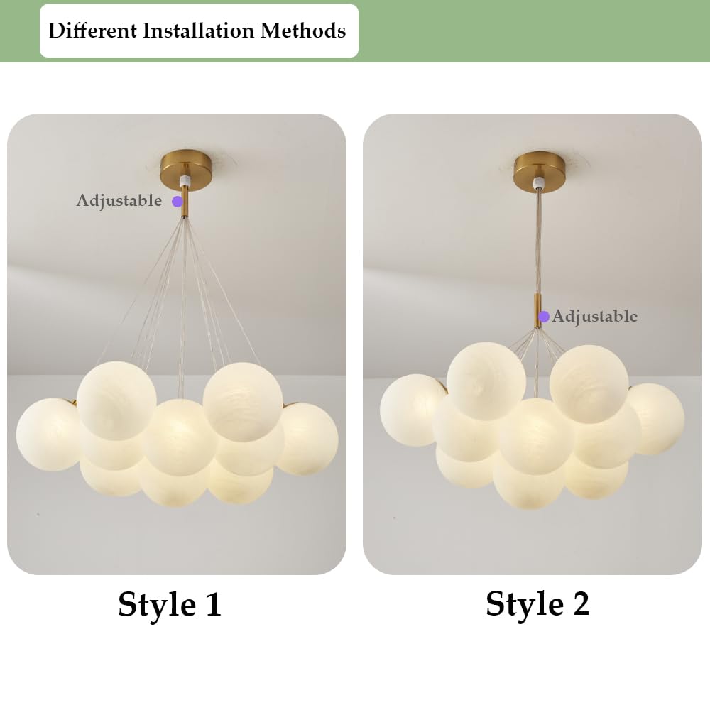 Frosted Glass Bubble Chandelier (13 Globes)