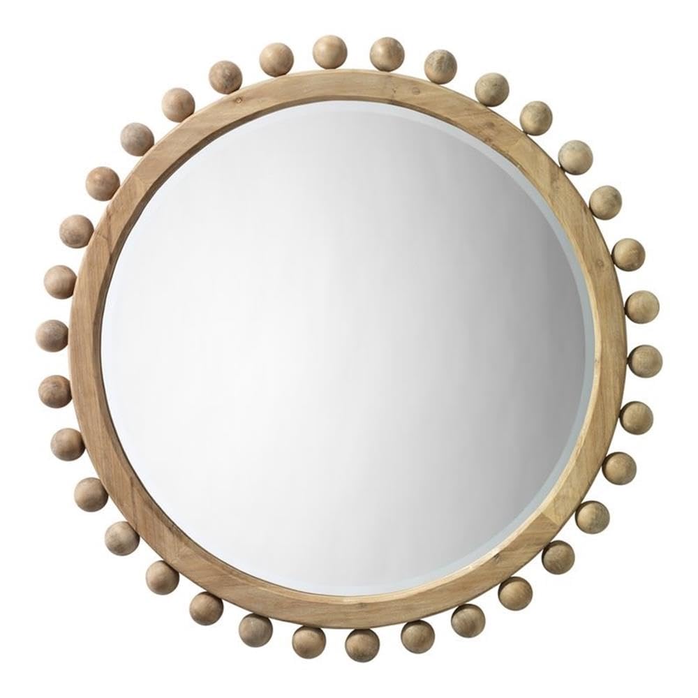 35" Round Wood Mirror