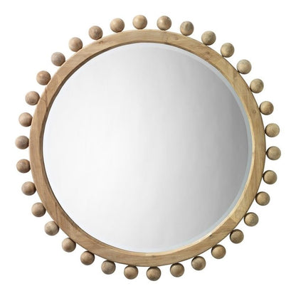 35" Round Wood Mirror