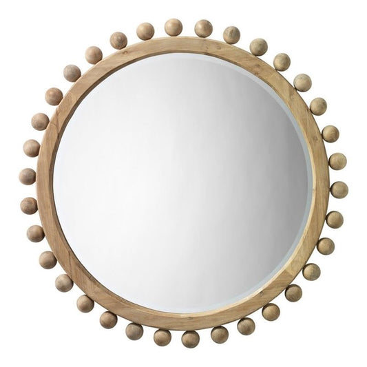 35" Round Wood Mirror