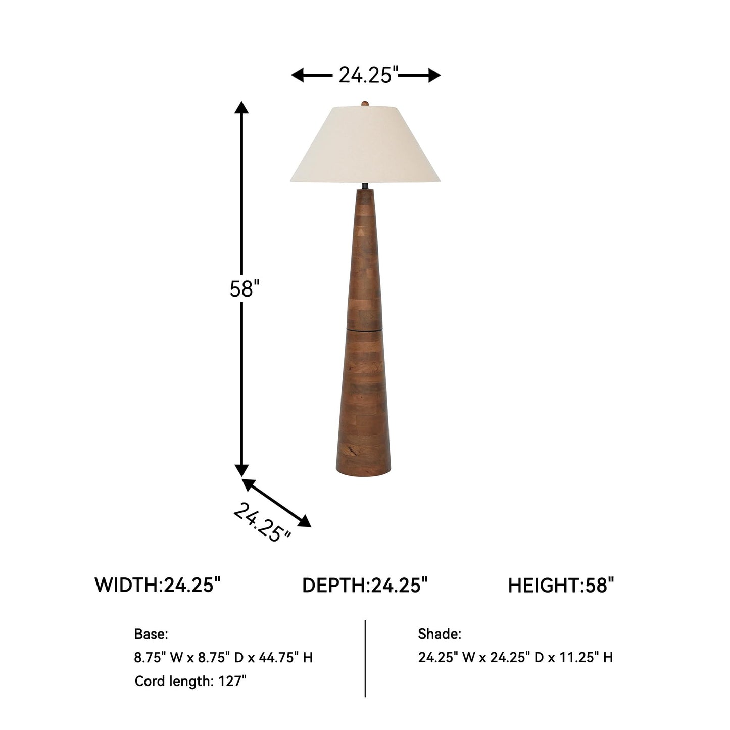 Signature Design by Ashley Danset Contemporary Wood Floor Lamp with 3-Way Switch, Light Brown
