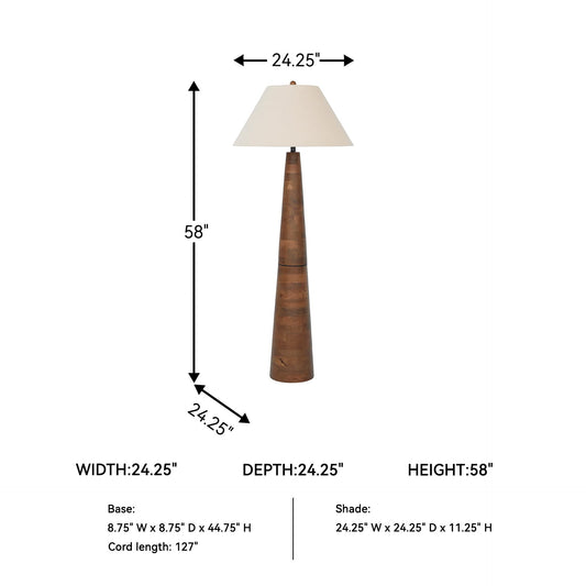 Signature Design by Ashley Danset Contemporary Wood Floor Lamp with 3-Way Switch, Light Brown