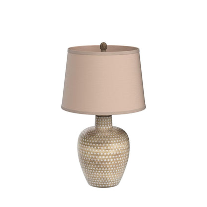 Regency Hill Glenn Rustic Southwestern Style Pot Table Lamps 27" Tall Set of 2 Dappled Sandy Beige Oatmeal Fabric Drum Shades for Living Room Bedroom House Bedside Nightstand Home Office