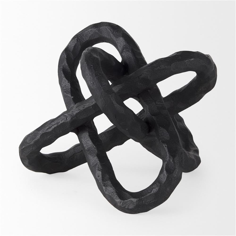 Black Hammered Metal Link Sculpture, Small