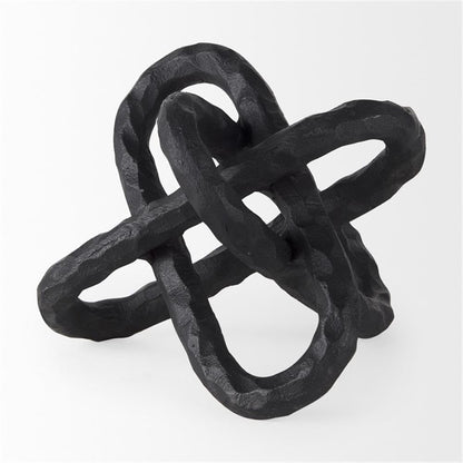 Black Hammered Metal Link Sculpture, Small