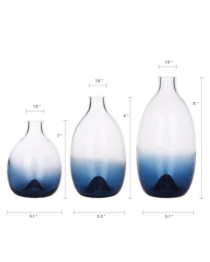 Hand-Blown Glass Vases, Set of 3