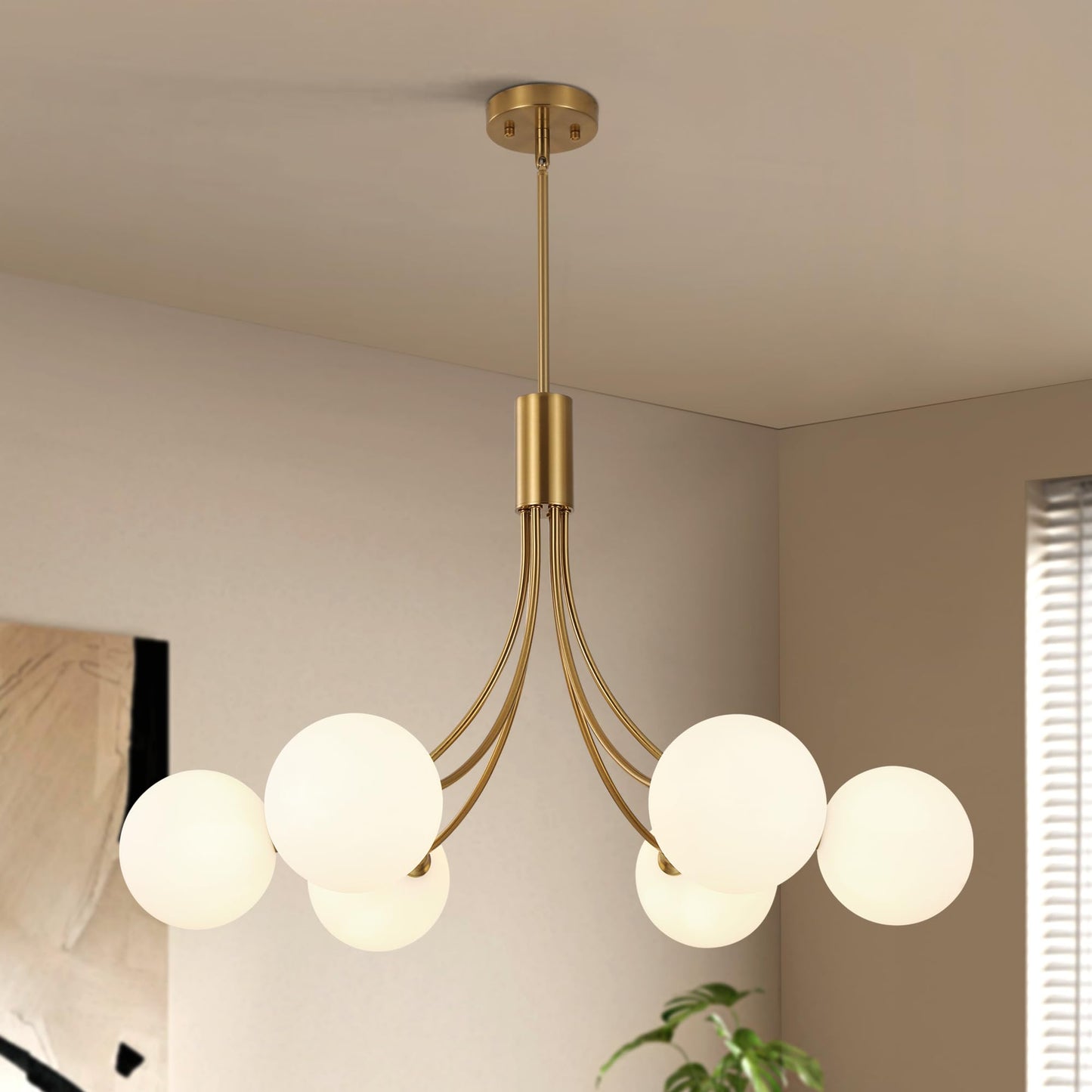 6 Light Brass Chandelier