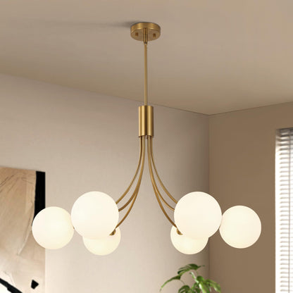 6 Light Brass Chandelier