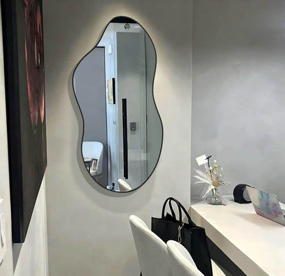 potijo Irregular Wall Mirror 20×36 Inch Wall Mirrors Decorative Black Modern Asymmetrical Abstract Mirror for Bathroom Bedroom Living Room Entryway Hallway