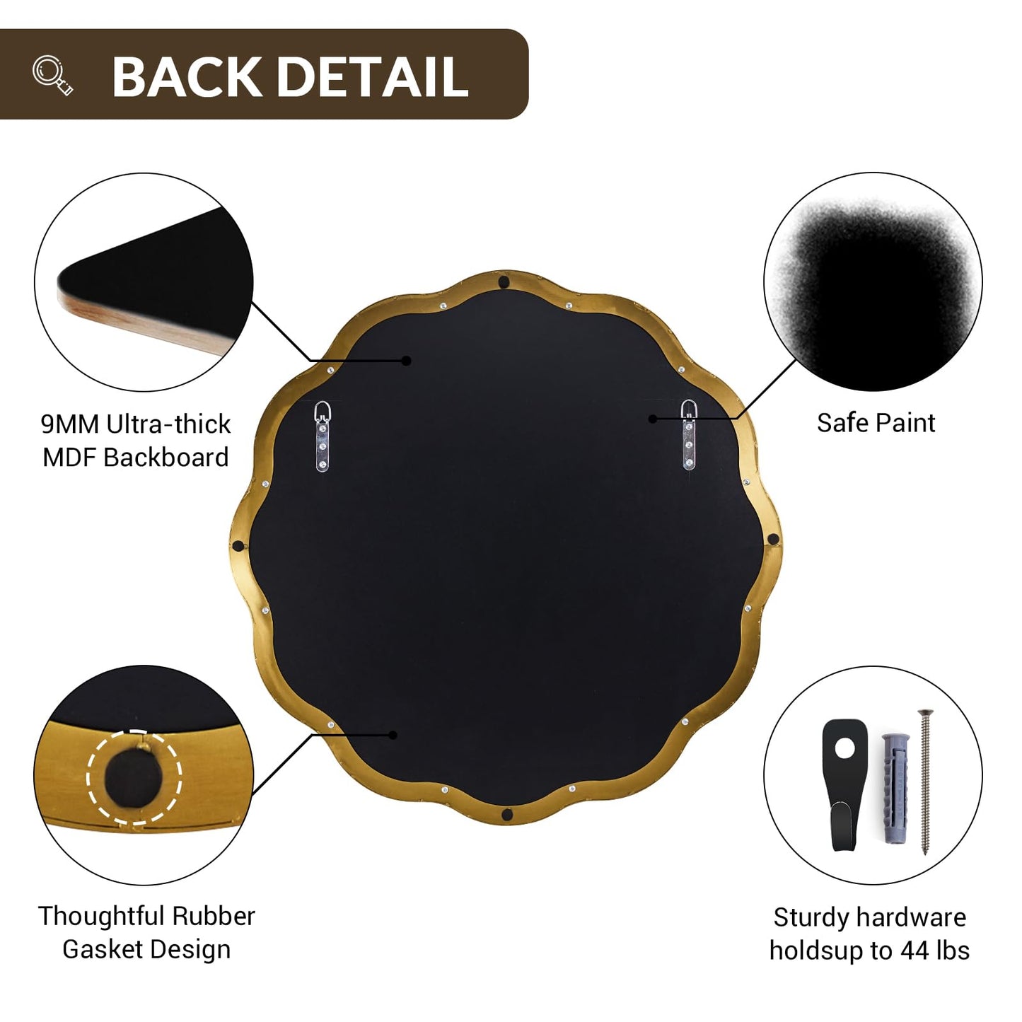 ANDY STAR Brushed Gold Round Wall Mirror 36 Inch, Brass Round Bathroom Mirrors for Over Sink, Anti-Rust Brass Circle Frame for Bathroom, Entryway