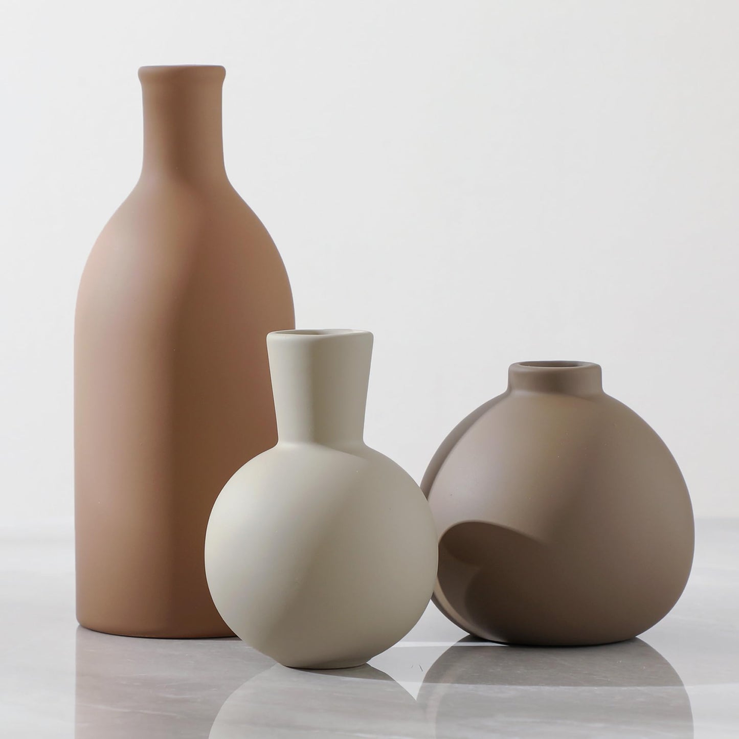 Neutral Ceramic Vases, Set of 3