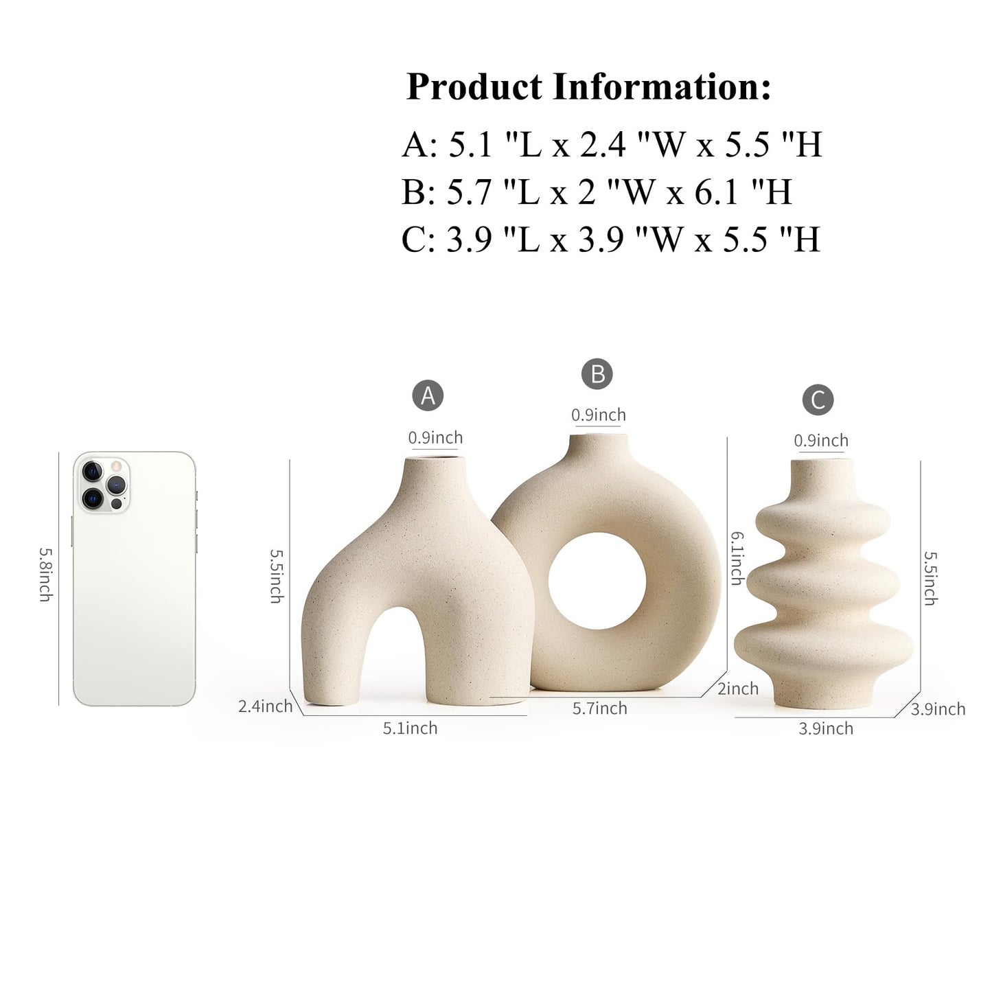 Sculptural Ceramic Vases, Set of 3
