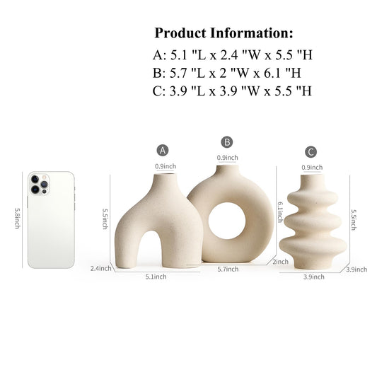 Sculptural Ceramic Vases, Set of 3