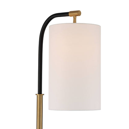 Possini Euro Design Sausalito Mid Century Modern Downbridge Floor Lamp 67" Tall Warm Gold Black Metal Linen Blend Fabric Cylinder Shade for Living Room Reading House Bedroom Home Office House