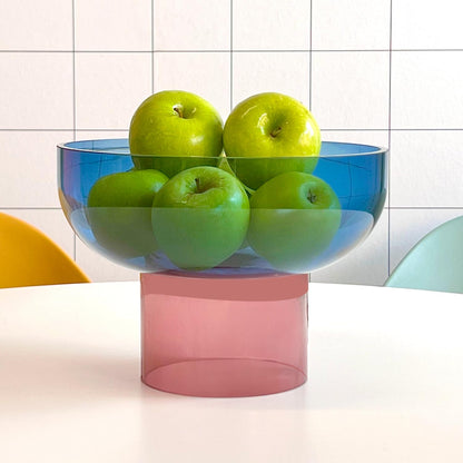 Hand-Blown Colored Glass Decorative Pedestal Bowl
