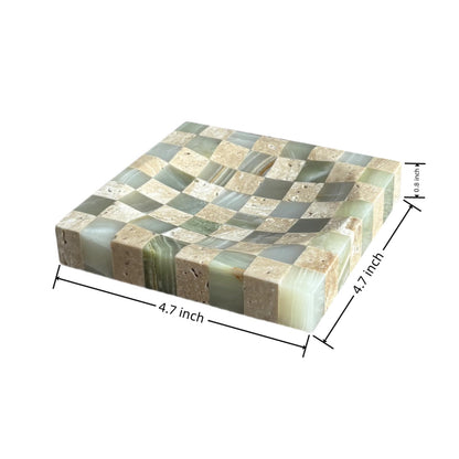 Green Marble & Travertine Decorative Tray