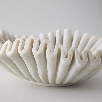 PUSHPA EXPORTS Marble Bowl Fruit Bowl, Stone Bowl Decorative Bowl Decorative Trays Marble Fruit Bowl Marble Ruffle Bowl Marble Floral Bowl Home Decor Gifts (6 inch)