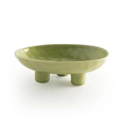 Oval Ceramic Footed Decorative Bowl