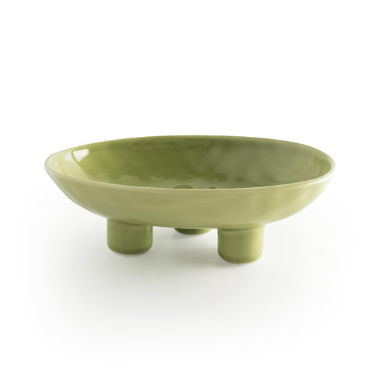 Oval Ceramic Footed Decorative Bowl