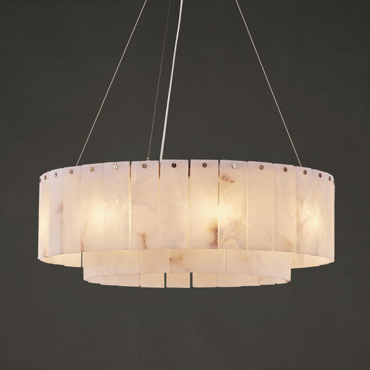 OSRoyce Alabaster Chandeliers D23in Round Chandeliers for Dining Room Small Chandelier Light Fixture for Kitchen Living Room Foyer Entryway Hallway