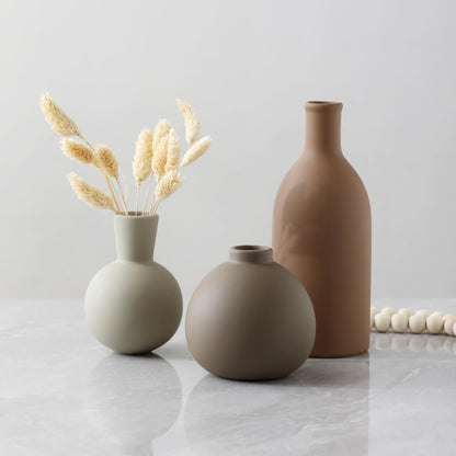 Neutral Ceramic Vases, Set of 3