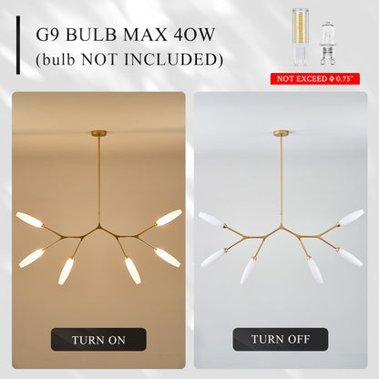 Sparklelf Modern 6-Light Chandelier Elegance Sputnik Chandeliers for Dining Room L50’’ Large Glass Chandelier Adjustable Branch Pendant Light Fixture for Living Room Kitchen Bedroom