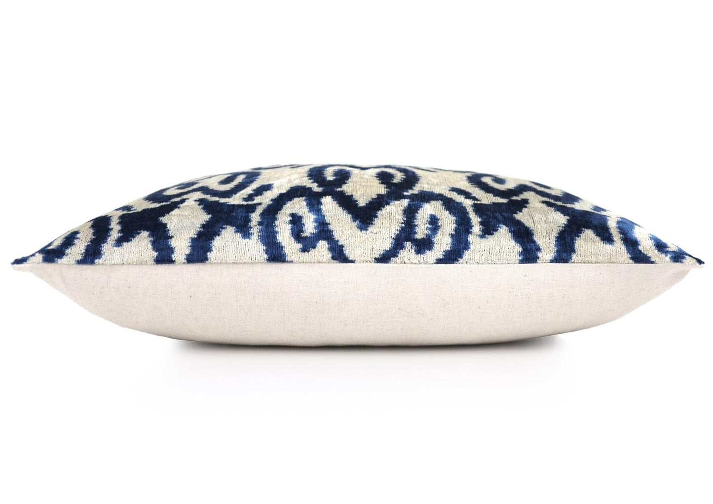 CANVELLO Handmade Navy Ikat Velvet Pillow – 16x24 Silk Accent Cushion