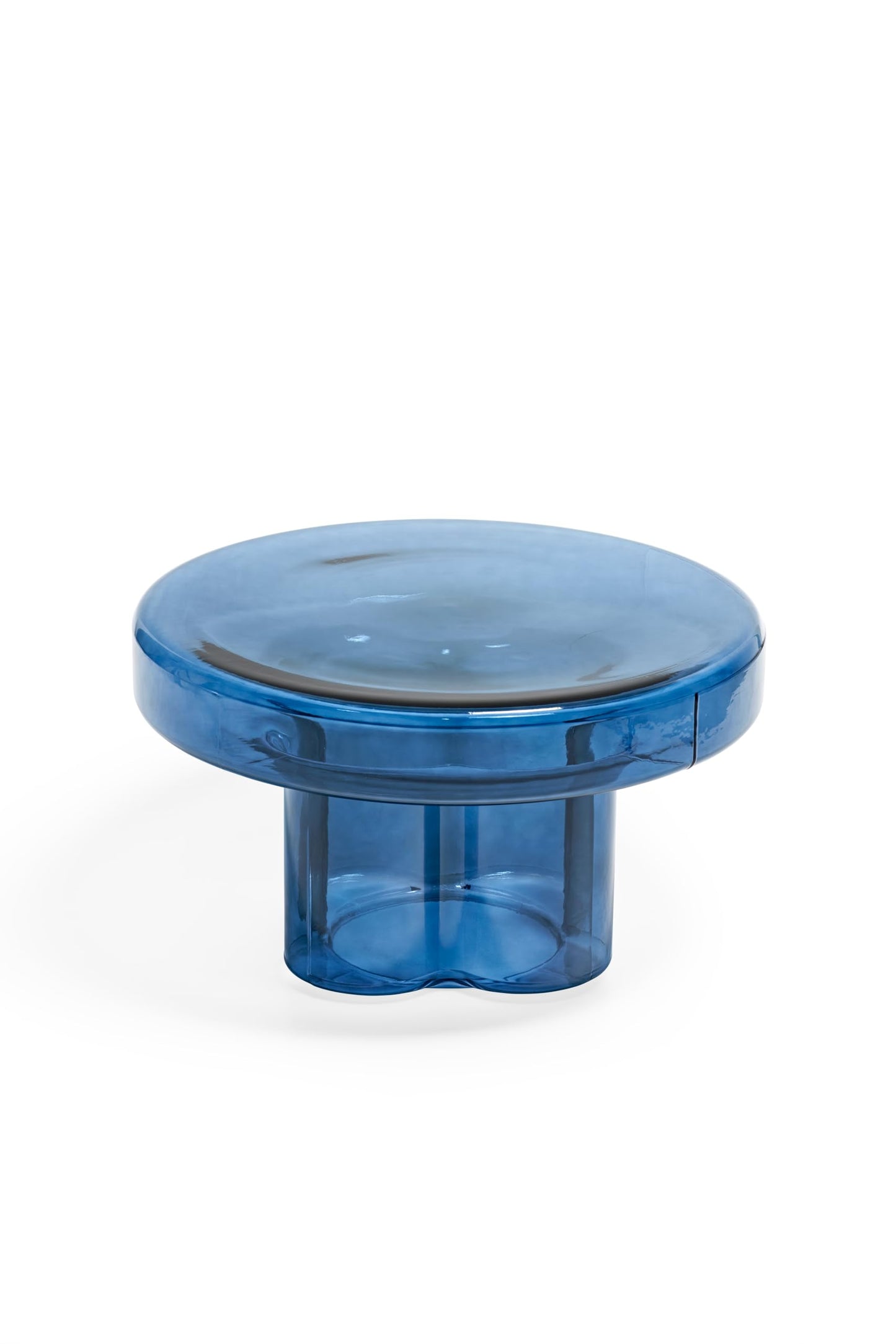 CAROCC Coffee Table, Round Glass Side Table for Living Room, Modern Small End Table with Tempered Glass Top (Grey Green, 14.96") (Blue, 21.65in*12.6in)