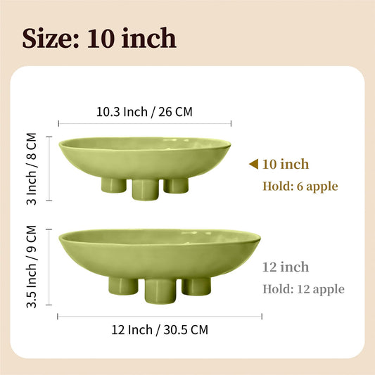 Oval Ceramic Footed Decorative Bowl