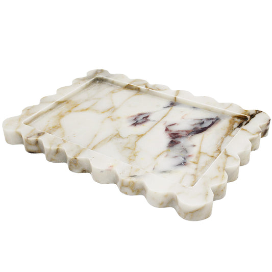 White & Gold Marble Decorative Tray