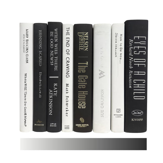 Black & White Decorative Books, Set of 8