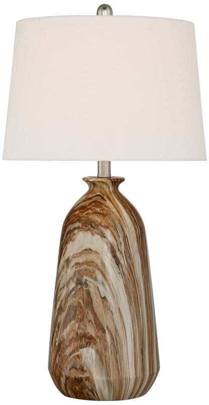 360 Lighting Carlton Modern Rustic Southwestern Table Lamps 28" Tall Set of 2 Swirling Brown Faux Marble White Tapered Drum Shades for Living Room Bedroom House Bedside Nightstand Home