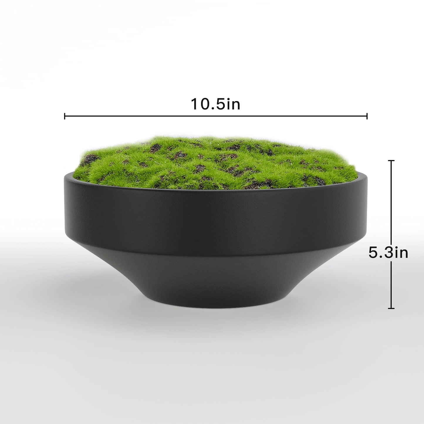 Black Ceramic Decorative Bowl with Artificial Moss