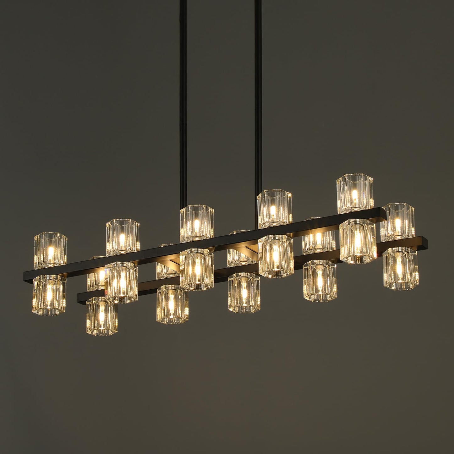20-Lights L32" Black Crystal Chandeliers for Dining Room Light Fixture