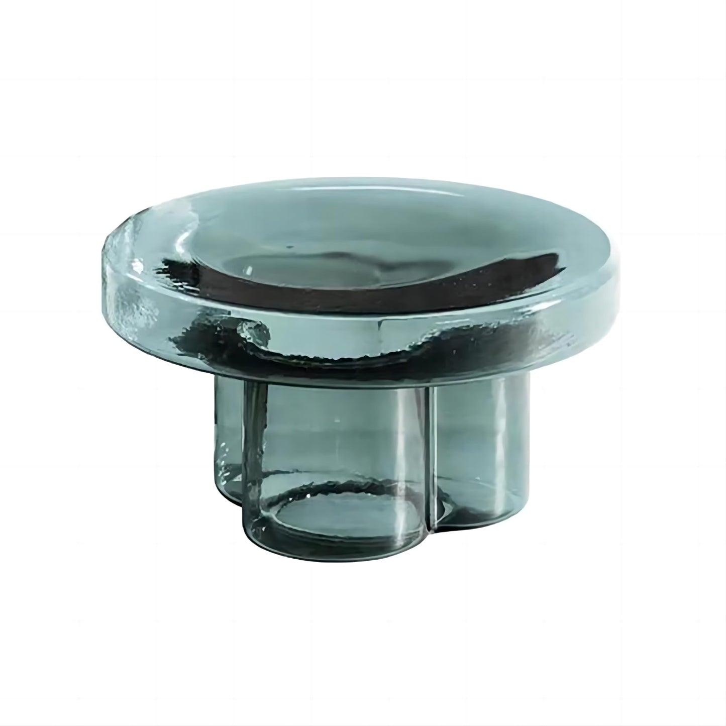 CAROCC Coffee Table, Round Glass Side Table for Living Room, Modern Small End Table with Tempered Glass Top (Grey Green, 14.96") (Green, 21.65in*12.6in)