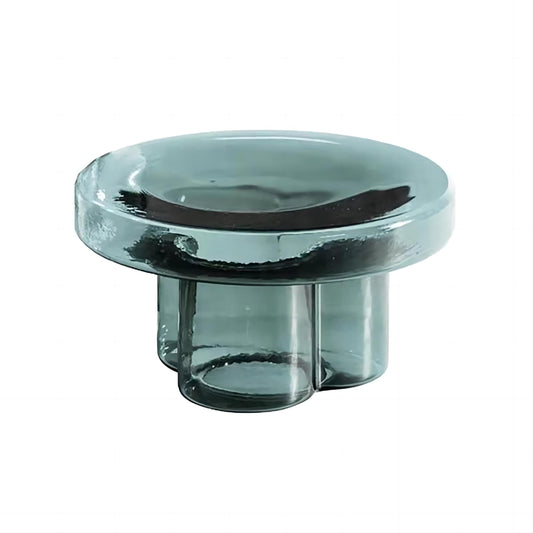 CAROCC Coffee Table, Round Glass Side Table for Living Room, Modern Small End Table with Tempered Glass Top (Grey Green, 14.96") (Green, 21.65in*12.6in)