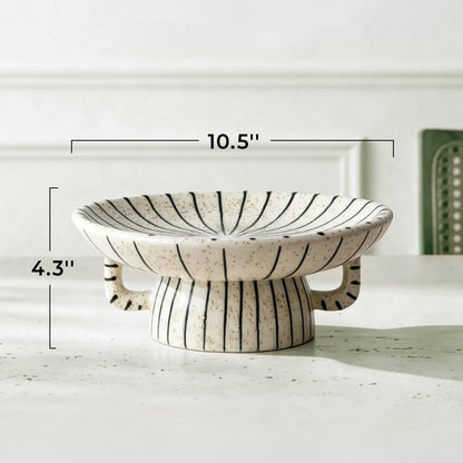 Hand-Painted Ceramic Decorative Pedestal Bowl