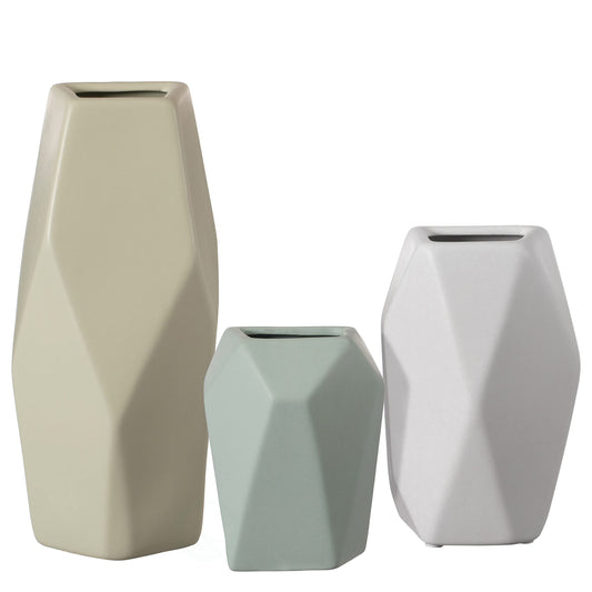 Geometric Ceramic Vases, Set of 3