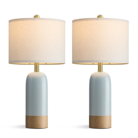 Glazed Ceramic Table Lamps, Set of 2