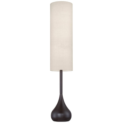 Possini Euro Design Mid Century Modern Retro Floor Lamp Standing 62" Tall Dark Bronze Metal Droplet Off-White Cotton Cylinder Shade Decor for Living Room Reading House Bedroom Home