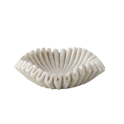 PUSHPA EXPORTS Marble Bowl Fruit Bowl, Stone Bowl Decorative Bowl Decorative Trays Marble Fruit Bowl Marble Ruffle Bowl Marble Floral Bowl Home Decor Gifts (6 inch)