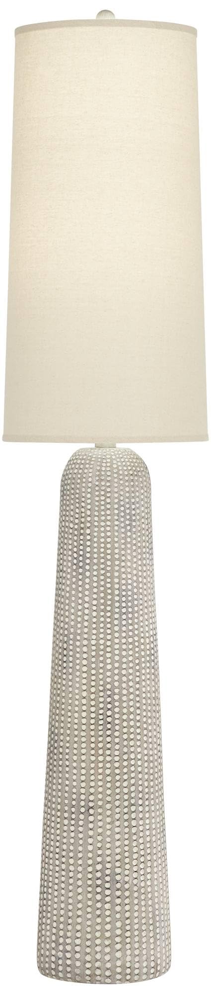 Possini Euro Design Leisa Mid Century Modern Coastal Southwest Bohemian 64 1/2" Tall Standing Floor Lamp Foot Switch Natural Hammered Pattern Living Room Bedroom House Reading Office Home Décor