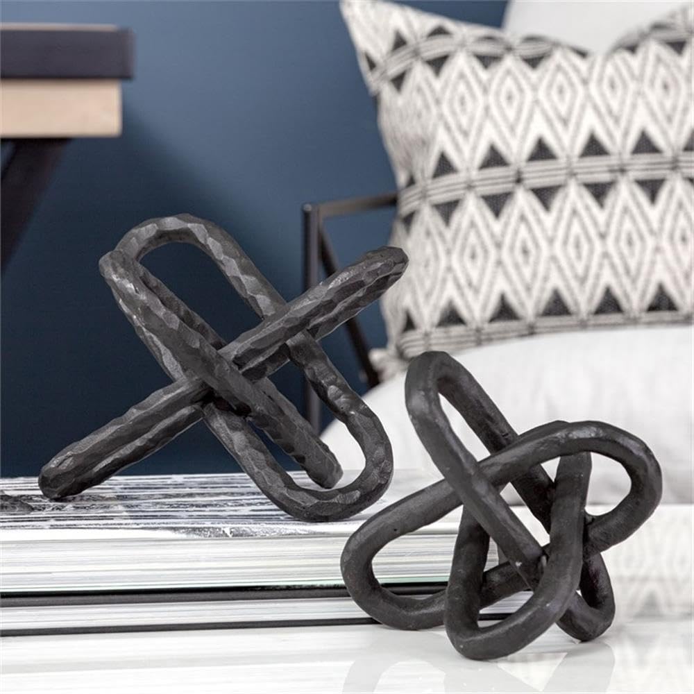 Black Hammered Metal Link Sculpture, Small