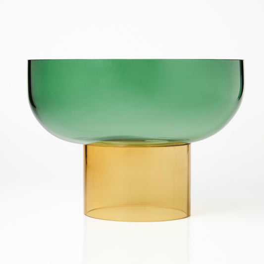 Hand-Blown Colored Glass Decorative Pedestal Bowl