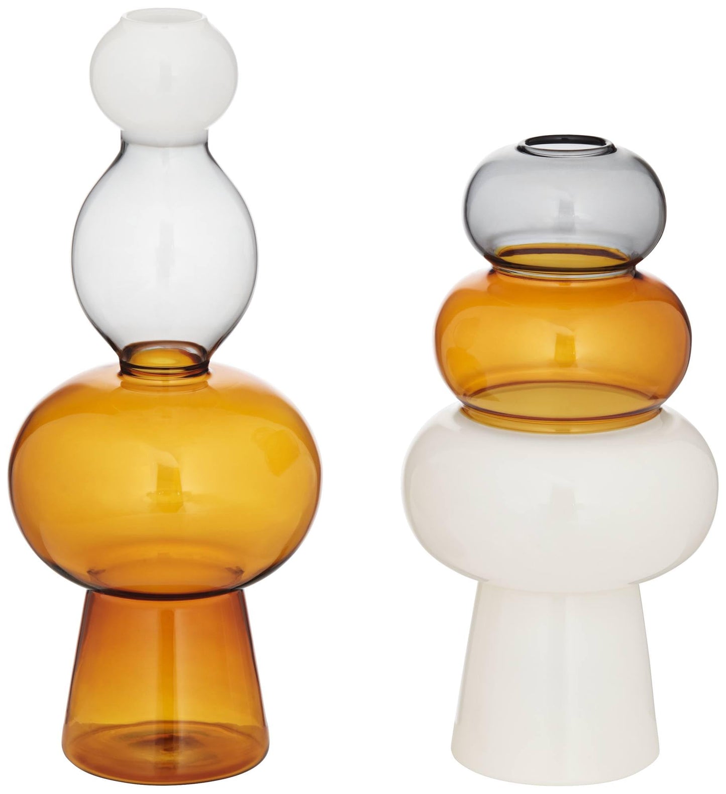 Colored Glass Vases, Set of 2