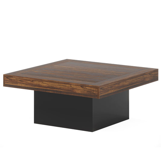 35-1/2" Square Wood and Aluminum Coffee Table