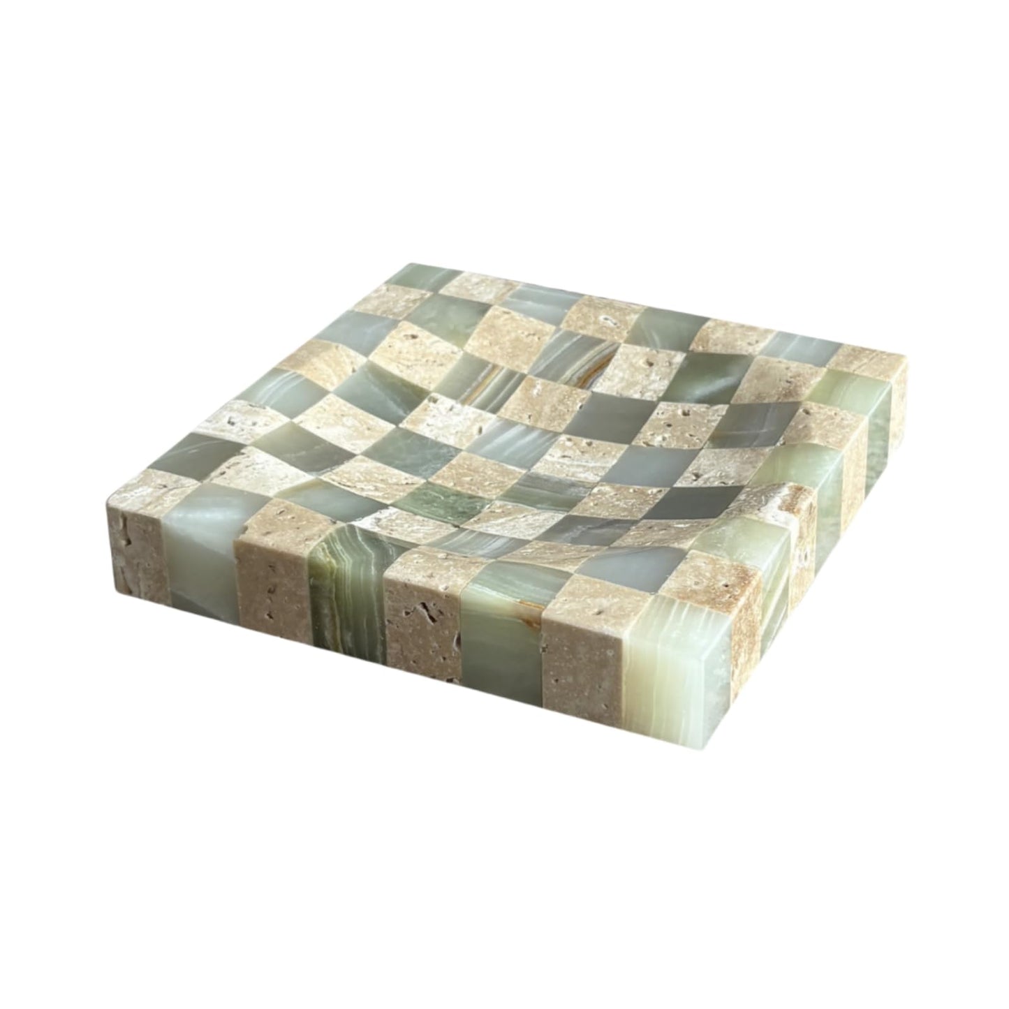 Green Marble & Travertine Decorative Tray